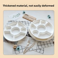 Plateaux jetables biodégradables en pulpe de canne à sucre, 7-9 compartiments, compatibles micro-ondes, style moderne et minimaliste pour usage commercial