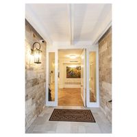 Porte extérieure élégante en bois massif, moderne, de haute qualité, étanche, pour immeuble d'appartements
