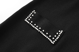 Đầm dài dệt kim nữ kiểu Pháp 2025, tay ngắn cổ tròn, đính hạt tinh xảo, chất liệu rỗng thoáng mát - Product Image 6