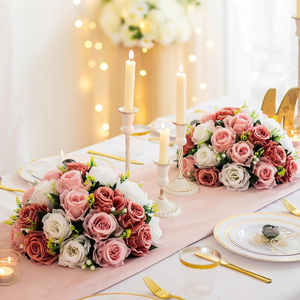 Boules de fleurs artificielles en soie florale <span class=keywords><strong>bordeaux</strong></span>, centres de table pour <span class=keywords><strong>mariage</strong></span>, décorations de table pour événements, <span class=keywords><strong>mariage</strong></span>, table à manger, maison - Product Image 6