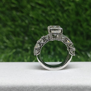 Custom Lab Grown Diamond Vintage <b>Ring</b> 14k Gold Emerald Cut Fancy Dark Luxury Women's RIZTA JEWELS DE Color D - Product Image 1