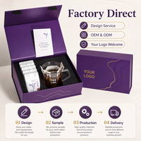 Coffret Cadeau de Thé de Luxe Violet avec Accessoires de Thé, Emballage Écologique, Thé aux Fleurs de Jasmin, Service de Conception de Logo Personnalisé