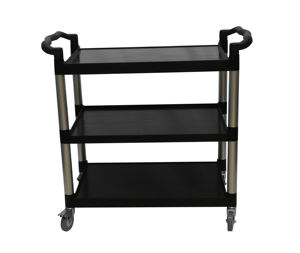 Troli Tangan Layanan Bandara 3 Tingkat Plastik 4 Roda Multifungsi Keranjang Utilitas Makanan Pesawat - Product Image 1