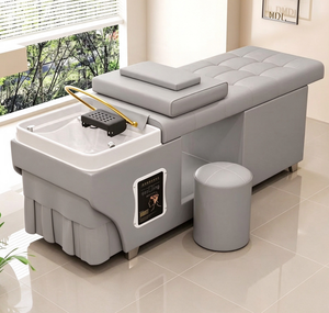 Fauteuil de lavage moderne pour salon de coiffure et spa, avec bac de lavage et lit de lavage en cuir PU, station de lavage capillaire professionnelle - Product Image 5