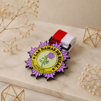 Médaille personnalisée en alliage de zinc émaillé pour compétition sportive, récompense d'honneur avec ruban