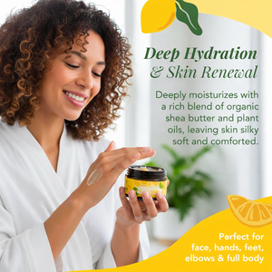 Beurre corporel fouetté au beurre de karité biologique |   Crème hydratante riche pour peaux sèches |   Yuzu et citron Meyer naturellement parfumés |   OEM - Product Image 2