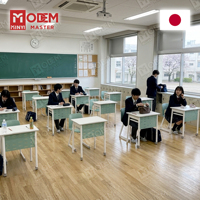 MINYI BRUNO Bureau d'école japonais 2 places, table et chaise d'école pour 2 personnes, table de classe