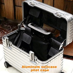 All Aluminum Alloy Trolley <strong>Case</strong> 18Inch Valise Pilote Spinner Wheels Universal Wheel TSA Password Lock Suitcase <strong>Pilot</strong> Luggage Set - Product Image 1
