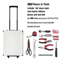 Kit d'outils professionnel de 499 pièces, coffret à roulettes en fonte, ensemble complet d'outils de réparation automobile et domestique, outils manuels pour mécaniciens OEM