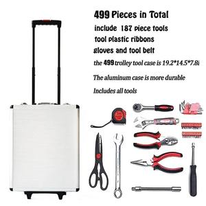 Kit d'outils professionnel de 499 pièces avec valise à roulettes en aluminium, ensemble complet d'outils de réparation automobile et domestique pour les mécaniciens - Product Image 4