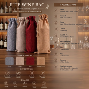 Indian Supplier Luxury Jute Wine Bottle Gift Reusable Tote <b>Bag</b> for Wedding and Corporate Gifts Available at Best price - Product Image 3