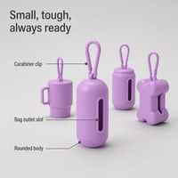 Distributeur et support portable de sacs à déjections canines en silicone avec styles capsule, os et pot