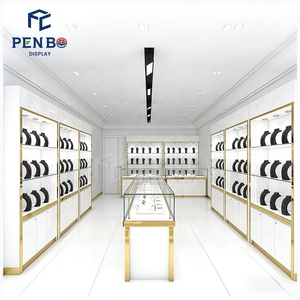 Progettazione di mobili per la decorazione di gioiellerie personalizzate vetrina in vetro dorato vetrina per gioielleria Interior Design - Product Image 1