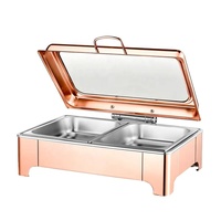 Ensemble de buffet pour hôtel de luxe et restaurant, chauffe-plat électrique rectangulaire en acier inoxydable rose gold 9L