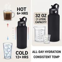 Gourde isotherme en acier inoxydable à double paroi, grande ouverture, avec couvercle à poignée anti-fuite, 32/40 oz, vente en gros, haute qualité