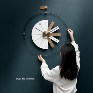 Nordic Style Wall <b>Clock</b> Round Battery Powered Large Size Artistic Living Room Decorative <b>Clock</b> - Product Image 2