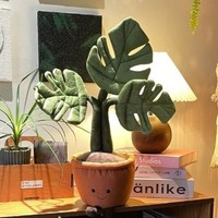 Koleksi JC Versi Tinggi untuk Bros Monstera Plant Plush Toy, Sentuhan Lembut Halus, Pereda Kecemasan, Bagian Bawah Berbobot
