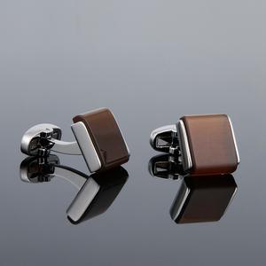 Mancuernillas Cuadradas de Ópalo Color Tawny Francés, Mancuernillas de Metal de Lujo para Camisa de Hombre, Mancuernillas Casuales para Camisa de Negocios - Product Image 4