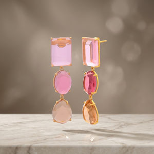 Boucles d'oreilles en laiton faites à la main, boucles d'oreilles en laiton avec pierres précieuses, boucles d'oreilles tendance, boucles d'oreilles bohèmes - Product Image 2