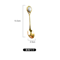Cuillère à café vintage dorée avec manche en céramique, cuillère à dessert en acier inoxydable 18/10 pour restaurant, mariage