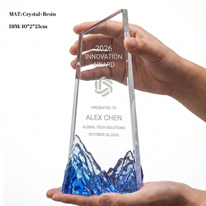 Trofeo de Cristal Personalizado con Pico de Montaña, Grabado en Cristal Degradado, Premio para Torneos de Escalada en <span class=keywords><strong>Roca</strong></span>, Reconocimiento a la Innovación - Product Image 4