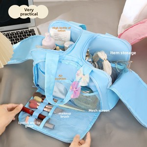 New stylish double opening makeup <b>bag</b>, large capacity, fluffy cosmetic organizer, portable travel <b>toiletry</b> <b>bag</b> - Product Image 3