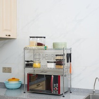 Support de rangement multifonctionnel à 2 niveaux pour comptoir, étagère en fil métallique, petit support pour four à micro-ondes de cuisine