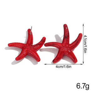 Accessoires de vacances 2025 été mer plage bijoux turquoise vert boucles d'oreilles amusant acrylique surdimensionné étoile de mer boucles d'oreilles - Product Image 6