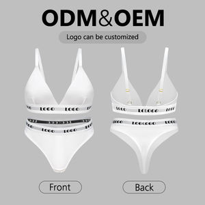 Spor İç Giyim Özel Logolu Bambu Elyaf Büyük Beden Sütyen ve Tanga Takımı Pamuklu Kadın Sütyen Takımı - Product Image 4