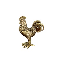 Statue de Coq en Laiton - Figurine de Coq Rugissant en Cuivre, Statue du Zodiaque Chinois Traditionnel et Animal de Compagnie pour le Thé, Idéale pour la Décoration Intérieure