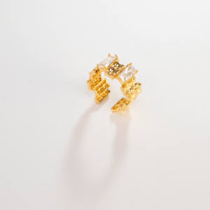 Cubic Zirconia Vintage Open Ring 18K Gold Plated Statement Ring Unisex Trendy Fashion Jewelry Party <b>Accessory</b> - Product Image 6