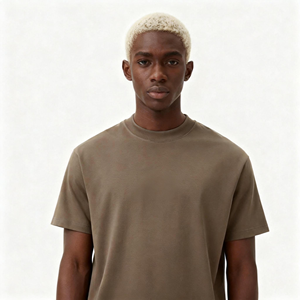 เสื้อยืดผู้ชาย ผ้าฝ้าย 100% แขนสั้น คอกลม ทรงปกติ สีพื้น ผ้าถักเนื้อนุ่ม 300GSM ระบายอากาศได้ดี พิมพ์ลายด้านหน้า - Product Image 3