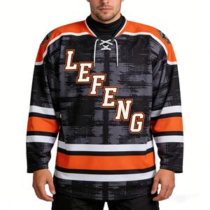 Individuelles Eishockey-Trikot mit Namen und Nummer, Feuchtigkeitsregulierendes Gewebe, Ellbogenschutz-Option für Spieler und Fans - Product Image 1