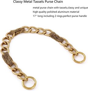 Yichain Classy Metal Tassels <b>Bag</b> Chains Purse Handles Shoulder <b>Strap</b> <b>Replacement</b> Charms Accessories Antique Gold Big - Product Image 2