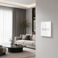Interruptor Inteligente WiFi para Cortinas, Control Táctil de Pared, Persianas Enrollables, Vidrio Templado, 10A, Control Inteligente para el Hogar
