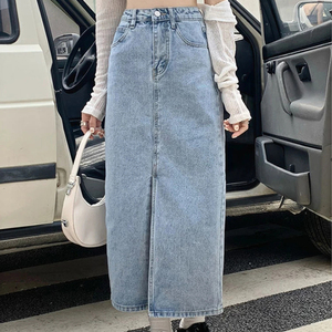 Gonne di jeans personalizzate all'ingrosso <span class=keywords><strong>gonna</strong></span> lunga in <span class=keywords><strong>Denim</strong></span> lunga <span class=keywords><strong>Midi</strong></span> gonne lunghe in jeans per le donne - Product Image 2