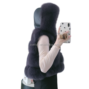 Chinese Factory Sale Good Price Women <strong>Ladies</strong> Faux Fur <strong>Hooded</strong> Winter Waistcoat Vest <strong>Gilet</strong> for Daily Life - Product Image 2