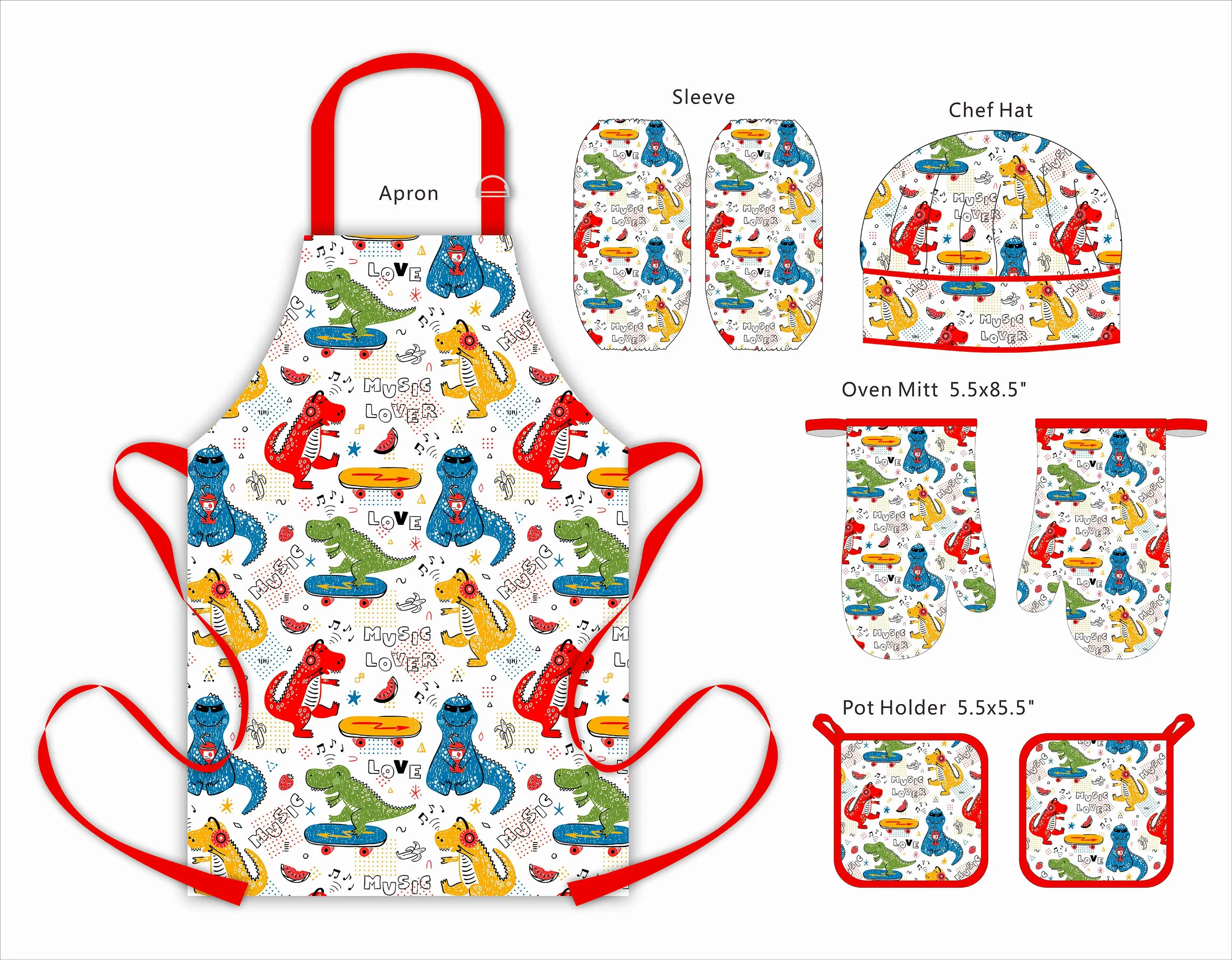 Meita home cute kids apron and chef hat set custom printed kitchen cooking apron