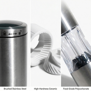 Juego de Molinillos Manuales de Sal y <span class=keywords><strong>Pimienta</strong></span> de Acero Inoxidable de Grado Alimenticio, Ajustables, con Certificación CE, Recargables - Product Image 2