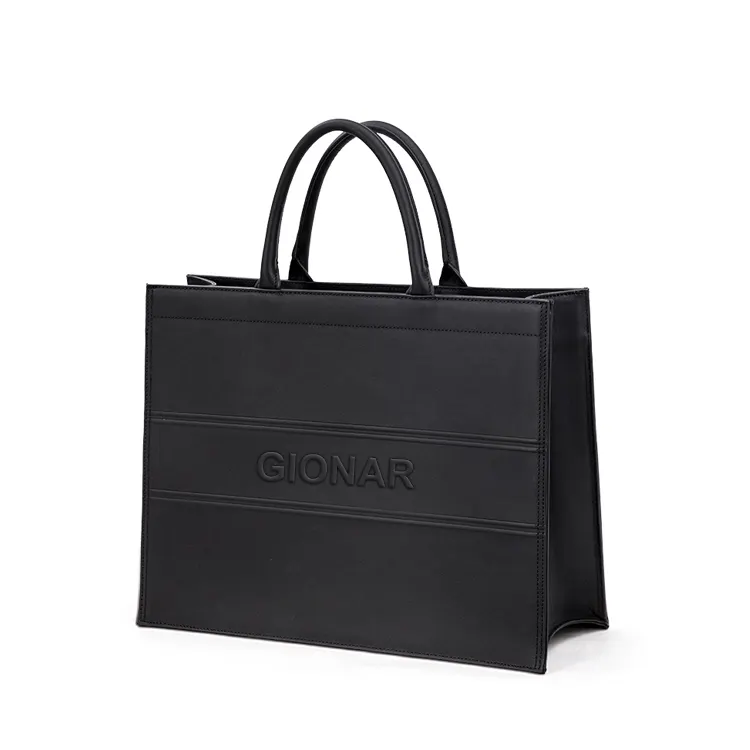 OEM Luxury Designer Women Large Leather Tote Bags Ladies Black Hard Vegan Leather bag Handbag For Women Factory Logo personalizzato