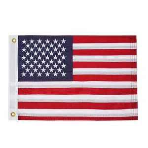 थोक मूल्य 210डी ऑक्सफोर्ड 12x18 इंच 2x3 फीट बहु आकार कस्टम यूएसए देश अमेरिकी झंडे कढ़ाई के साथ