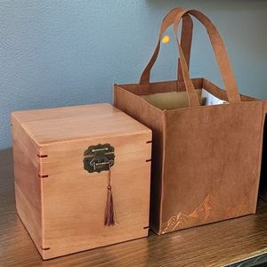 Solid Wood Flip Top Tea <b>Box</b> 5.8cm Rectangle <b>Lockable</b> Gift Packaging For Fuding White Tea And Pu'er <b>Storage</b> - Product Image 1