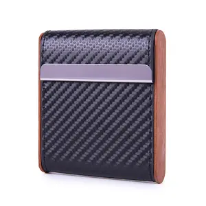 Bagsplaza Vintage Leather Wooden Smoke Cigarette Case Luxury Brand Cigarette Box Holder Leather Cigarette Case