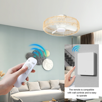 # Ventilateur de plafond LED rustique 20 pouces avec abat-jour tressé et télécommande, modèle 3465 OEM d'usine, pour chambre et salon