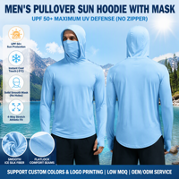 Chemises de pêche pour hommes à capuche UPF 50+ à manches longues, protection UV, couvre-visage, séchage rapide, OEM ODM, vente en gros