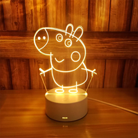 Niños enchufe USB ABS Base soporte dinosaurio Anime forma acrílico regalos 16 colores cambiables Led 3D ilusión pantalla luces nocturnas