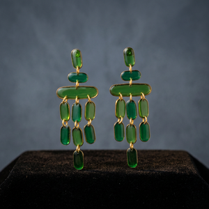 Pendientes Grandes de Oro y Platino con Jade Natural, Regalo de Aniversario, Promesa, Cumpleaños, para Mujeres y Niñas - Product Image 3