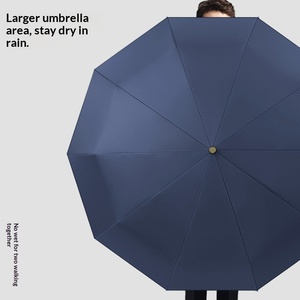New 10-Bone Wood Curved Handle Business <b>Automatic</b> <b>Umbrella</b> with Full-<b>Automatic</b> One-Button Open/Close Printable Advertising Spot - Product Image 3