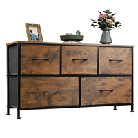 Armoire de chambre à coucher moderne multifonctionnelle à 5 tiroirs avec matériau en tissu, design portable, meubles de maison