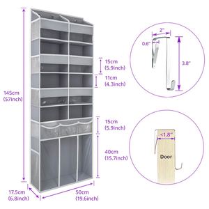 Organisateur de placard extra large à suspendre sur la porte avec poches transparentes, organisateur suspendu robuste pour salle de bain et chambre à coucher - Product Image 6